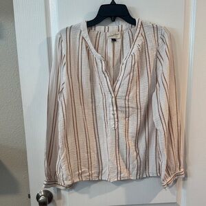 Universal Thread White and Brown Striped Blouse
